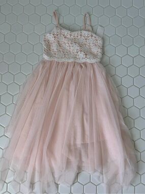 Zhenzi Blush Pink Lace Bodice Tulle Party Dress